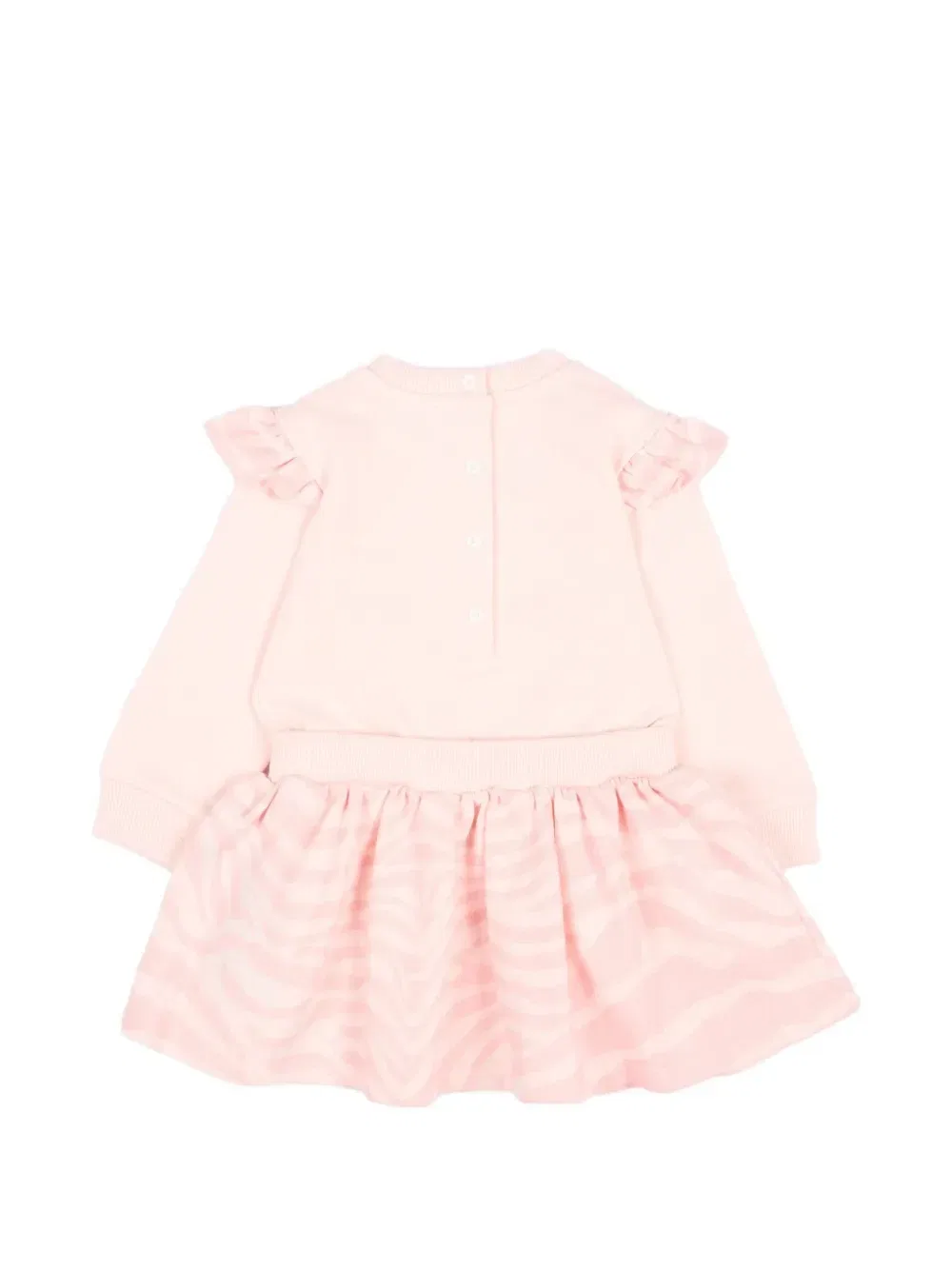 Длинное платье с оборками и принтом зебры Balmain Kids, розовый — фото 2