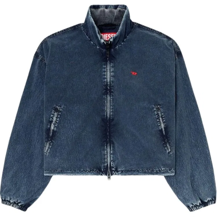 Женская джинсовая куртка прямого кроя DIESEL, Dark Blue/Red — фото 3