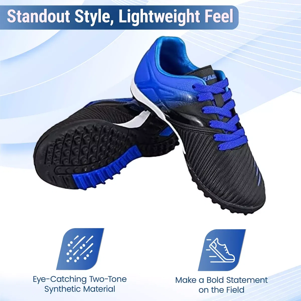 Детские бутсы для футбола с литым подошвой Vizari Turf Soccer Cleats, Blue — фото 4