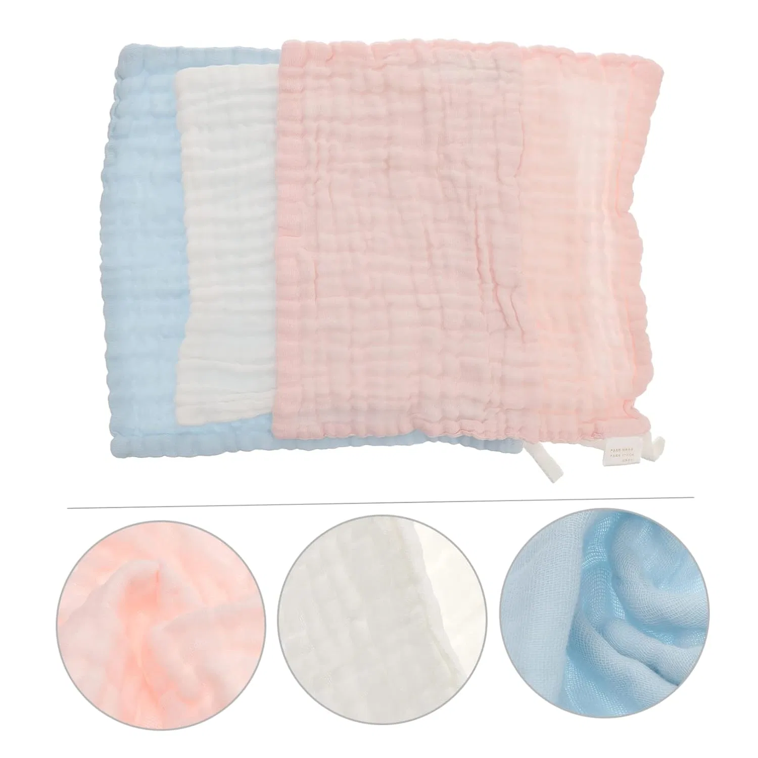 Набор лицевых салфеток 3 шт, хлопковая марля, OFFIGAM, 30x30 см, Light Pink — фото 2