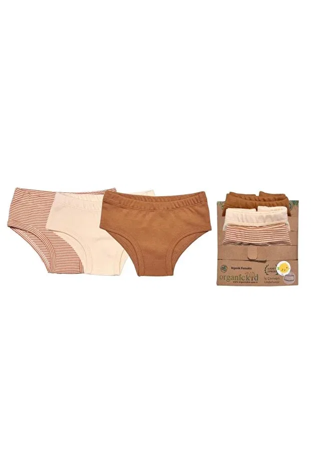 Детский комплект трусов для девочек хлопковый Organickid, Cinnamon-Cream — фото 3