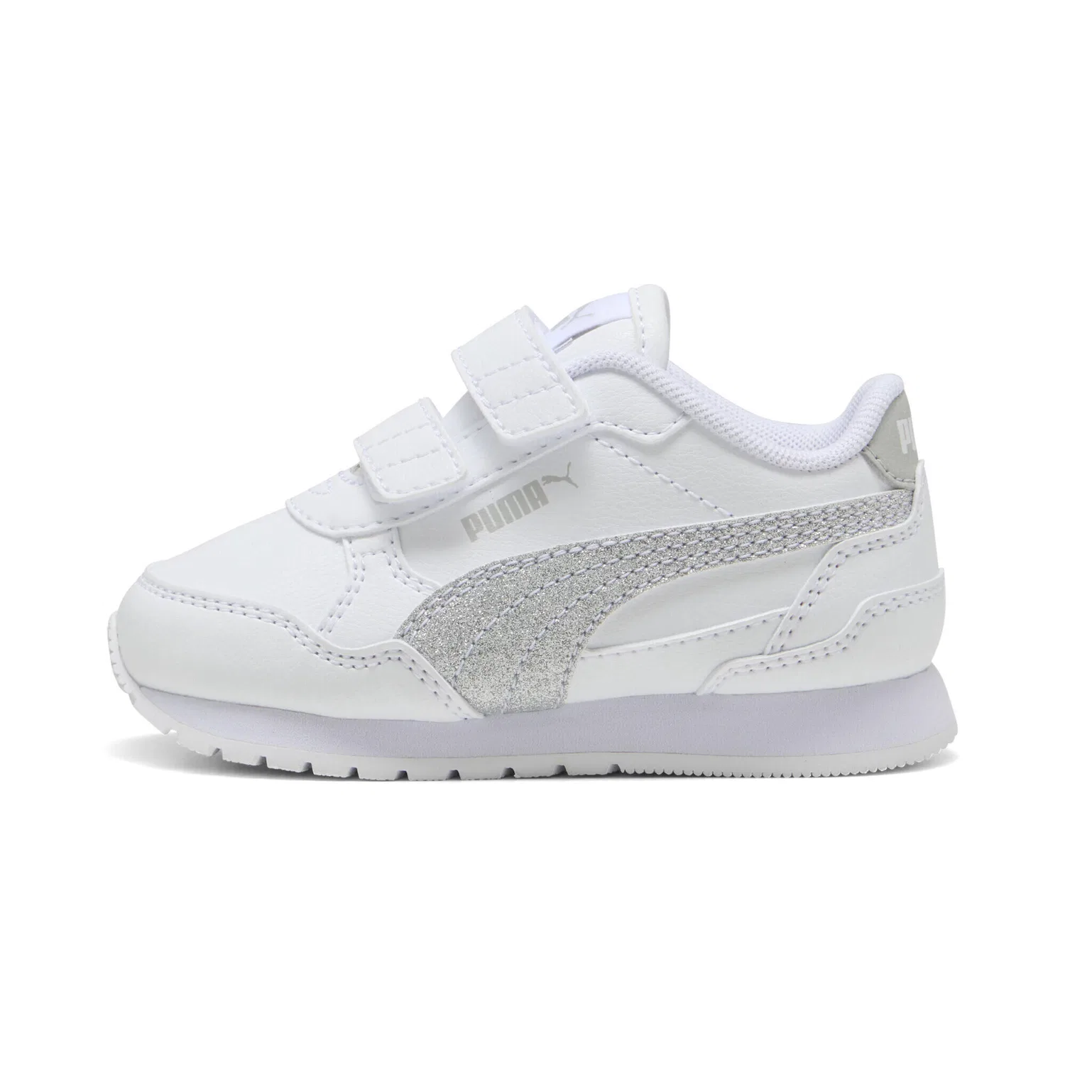 Детские кроссовки с блеском ST Runner v4 Glitter Puma, Weiss Silber Grau — фото 3