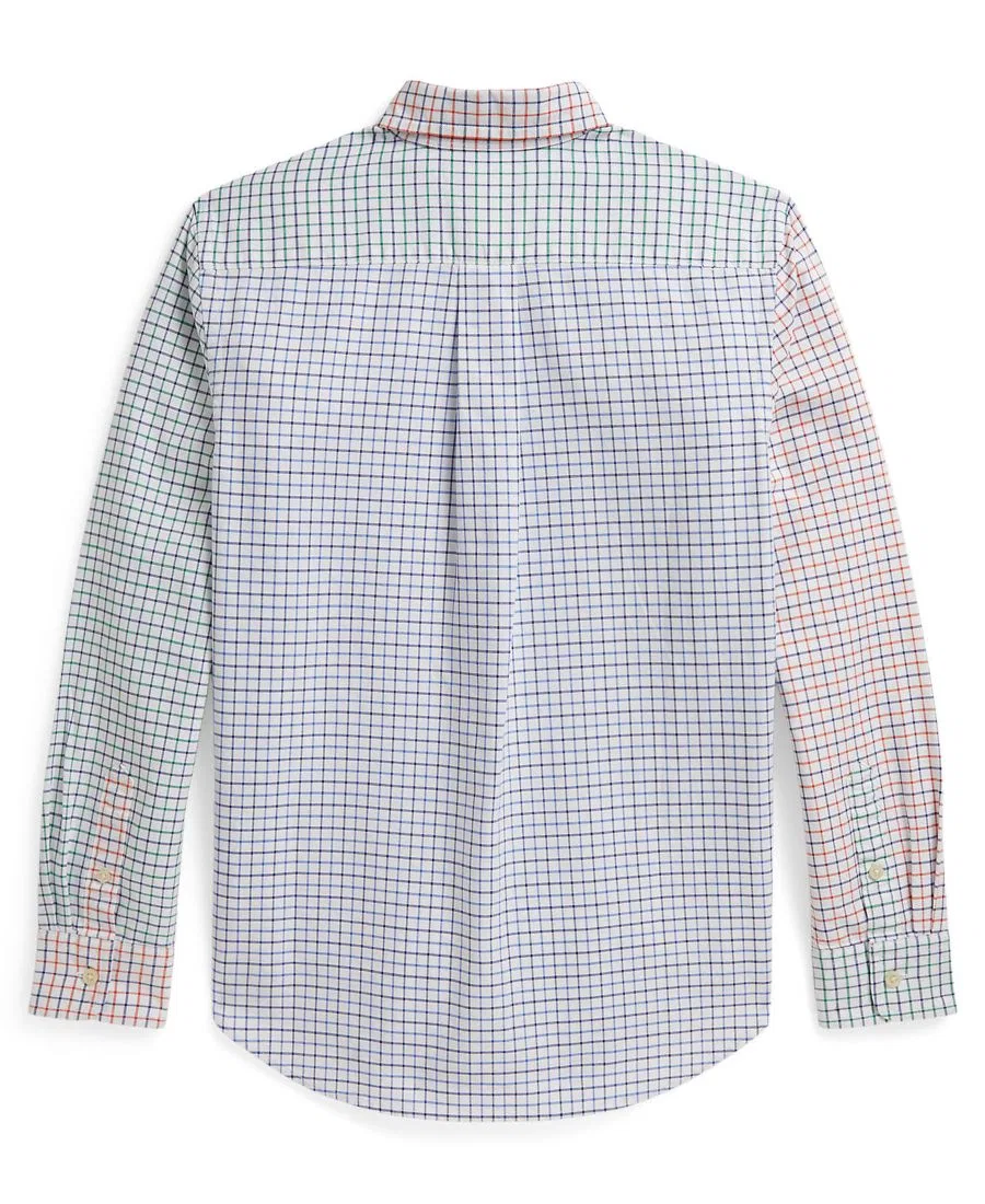Рубашка оксфордская из хлопка с принтом тартан Boys' 8-20 Tattersall Cotton Oxford Shirt Polo Ralph Lauren, 7325 Tattersall Funshirt — фото 2