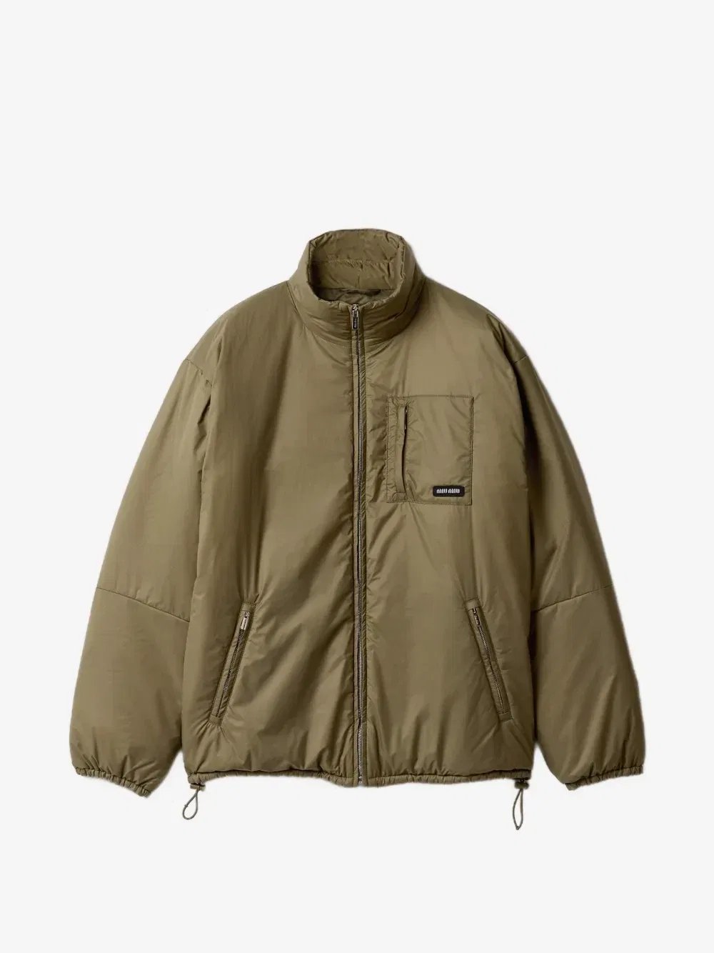 Пуховик из среднетяжелого рипстопа MIU MIU, зеленый