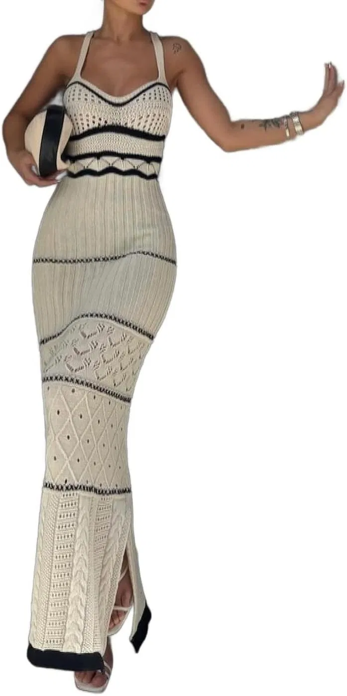 Женское облегающее платье макси с вырезом Bodycon, 5