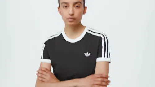 Женская футболка облегающего кроя 3-Stripes Slim Tee Adidas Originals, черный/белый — фото 2