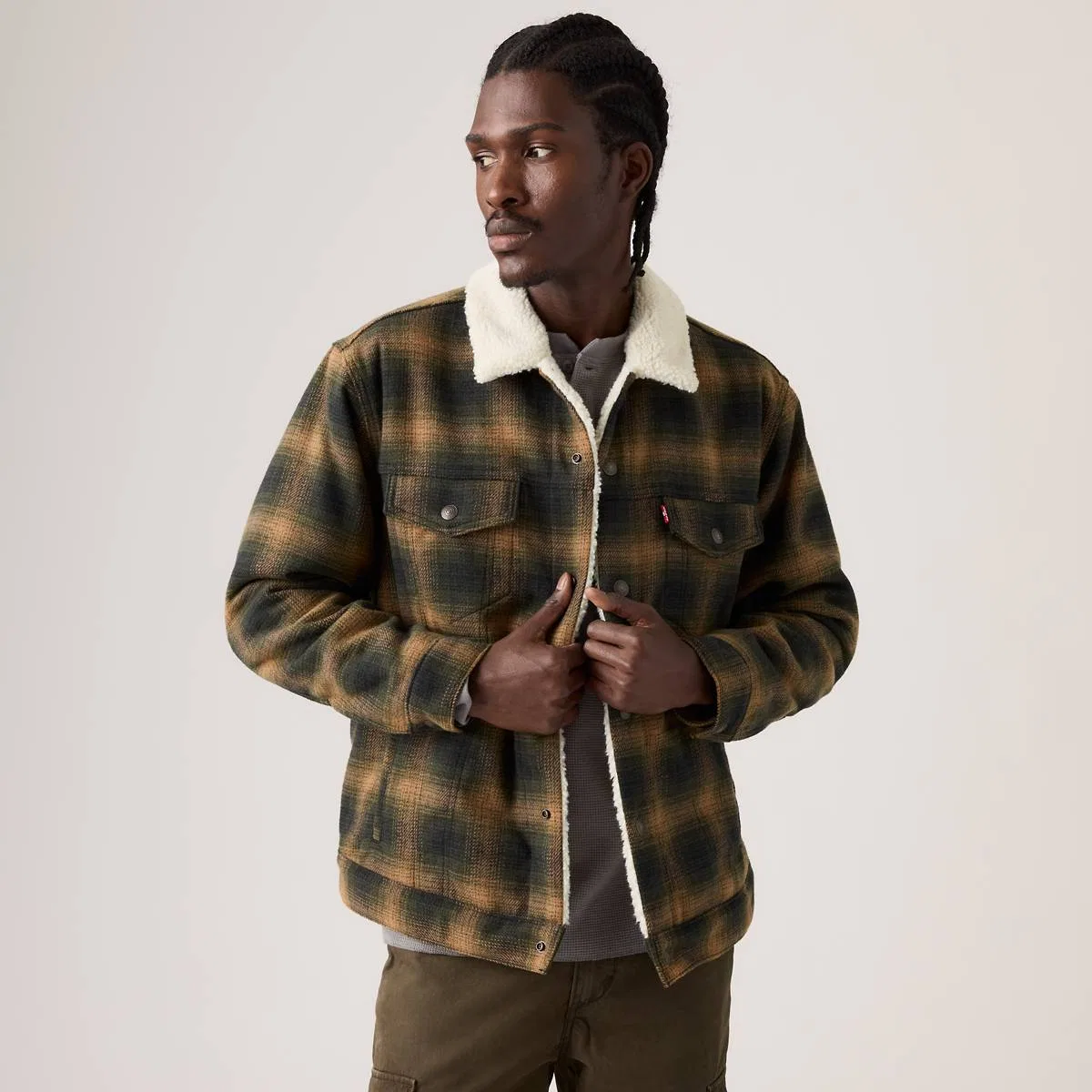 Свободная куртка дальнобойщика Levi's, Scottie Plaid Komodo Green - Multi-Color