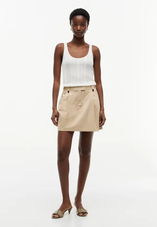 Юбка плиссированная из хлопка Pleated skirt Tommy Hilfiger, gentle gold — фото 2