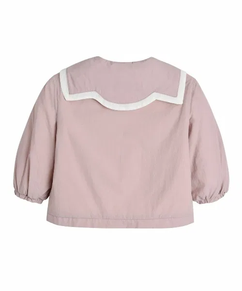 Детская куртка из нейлона с контрастным воротником Луми moimoln, Pink — фото 3