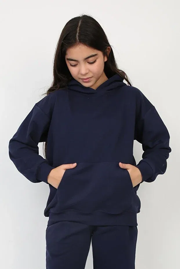 Детское худи для девочек хлопковое Replix, Navy Blue — фото 2