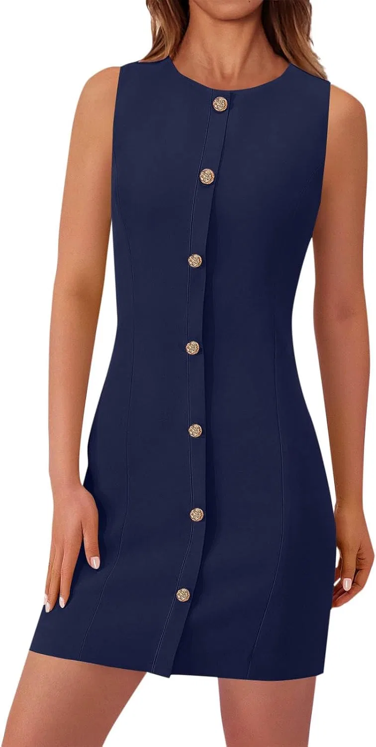 Женское платье-рубашка sleeveless button down, Navy