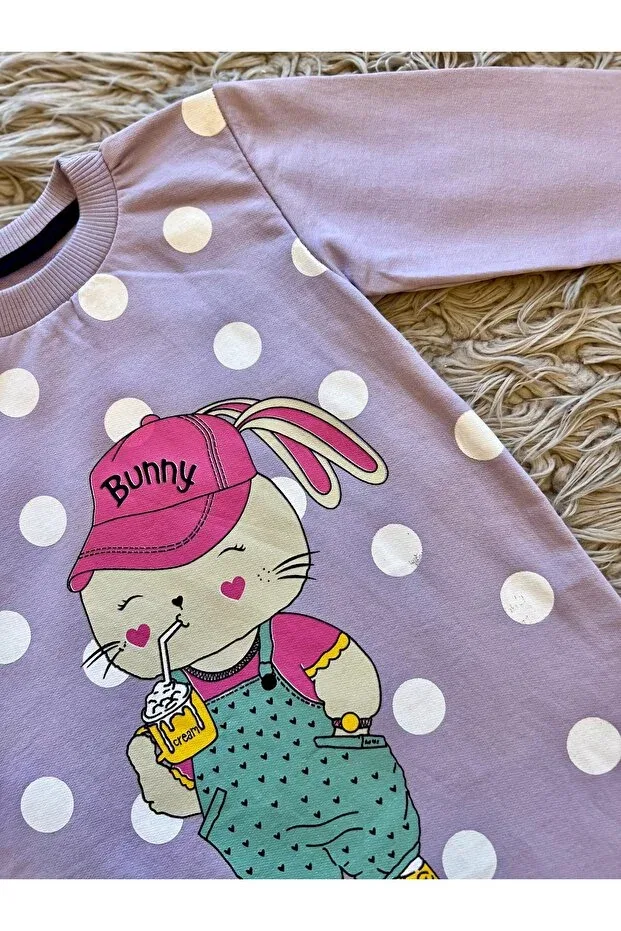 Детское платье для девочек с принтом Polka dot bunny bunny seasonal girl's dress Enes Baby, Lila — фото 2