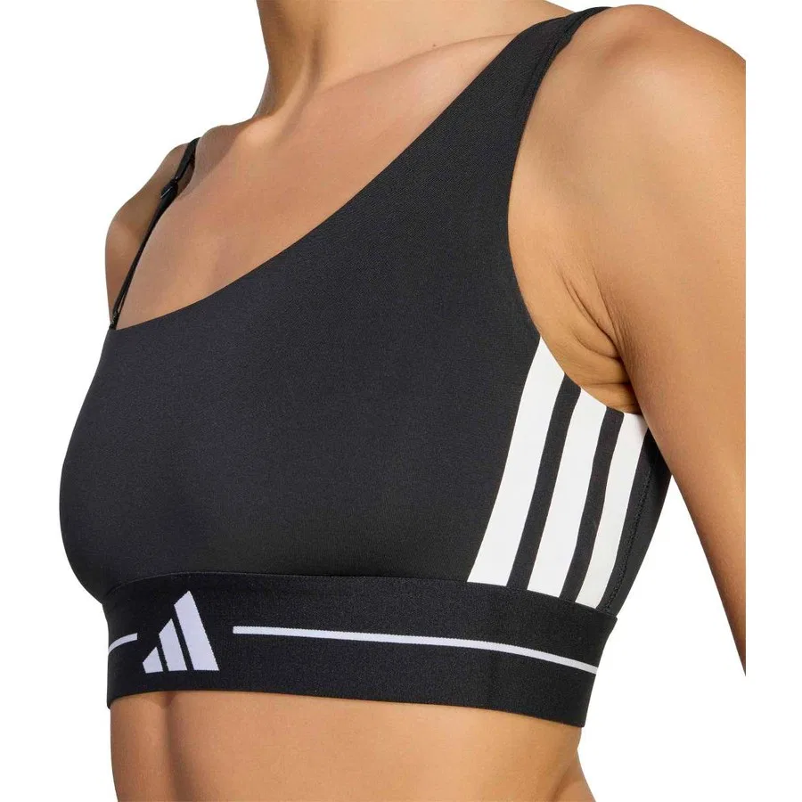 Спортивный бюстгальтер с легкой поддержкой Hyperglam 3-Stripes adidas Performance, Черный — фото 3