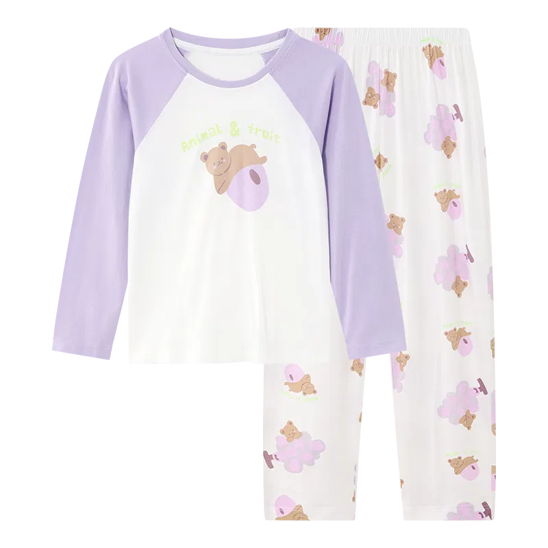 Детский комплект пижам с длинным рукавом Red bean, Taro Purple