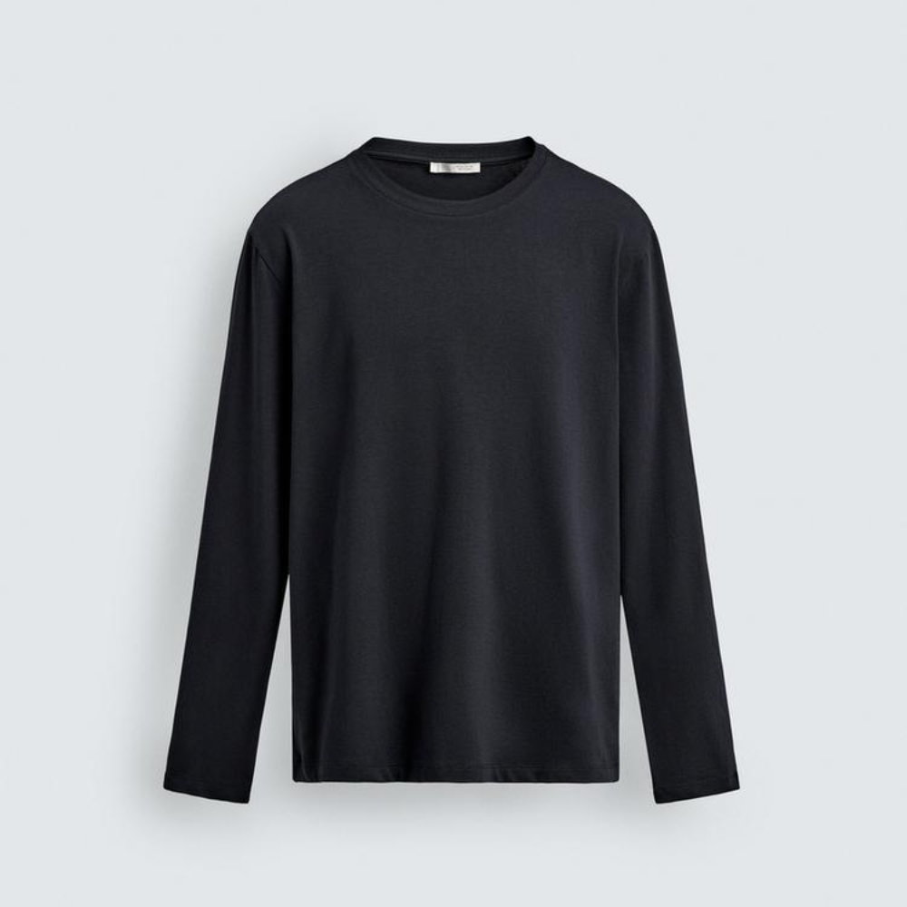 

Футболка Zara Basic Slim Fit, темно-синий