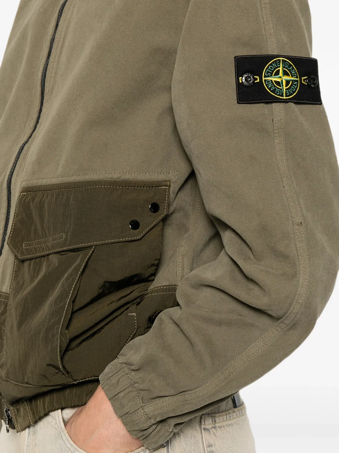Куртка-бомбер с нашивкой логотипа зеленая Stone Island, зеленый — фото 2