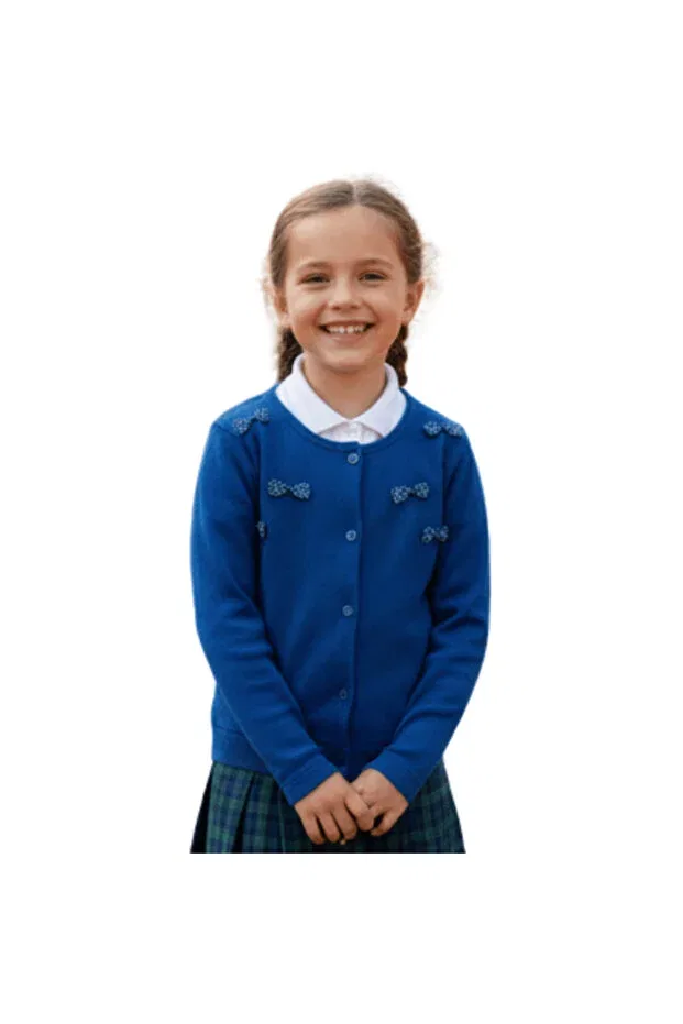 Детский кардиган для девочек хлопковый с бантом Cuties, Navy Blue
