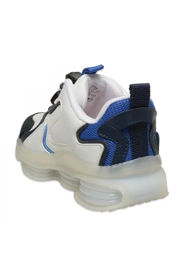 Детские кроссовки для девочек с геометрическим принтом mask booties phylon white kids sneakers Vicco, White/Navy Blue — фото 4