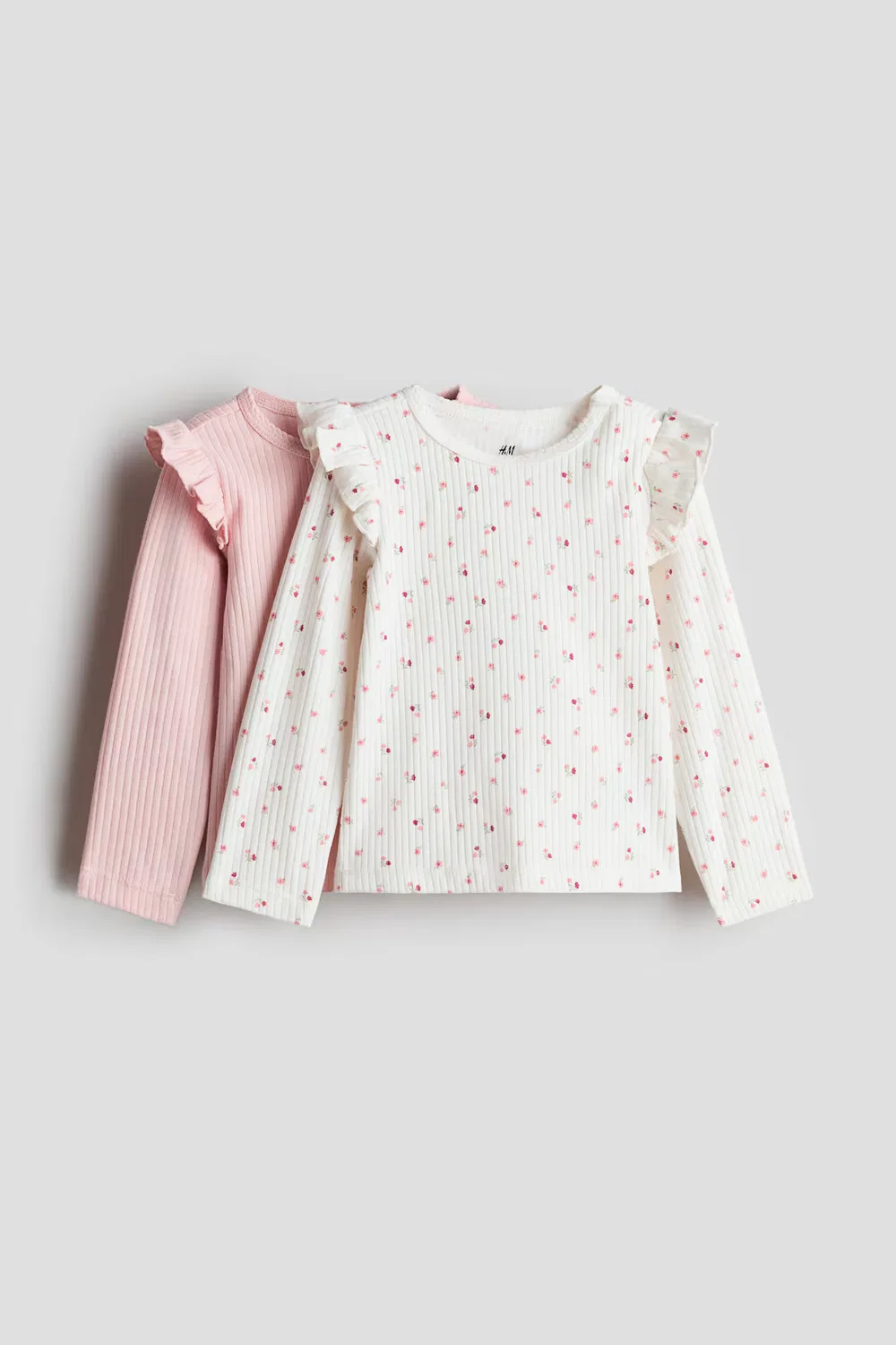 Комплект из 2 ажурных рубашек из хлопка H&M, Hellrosa/Geblümt