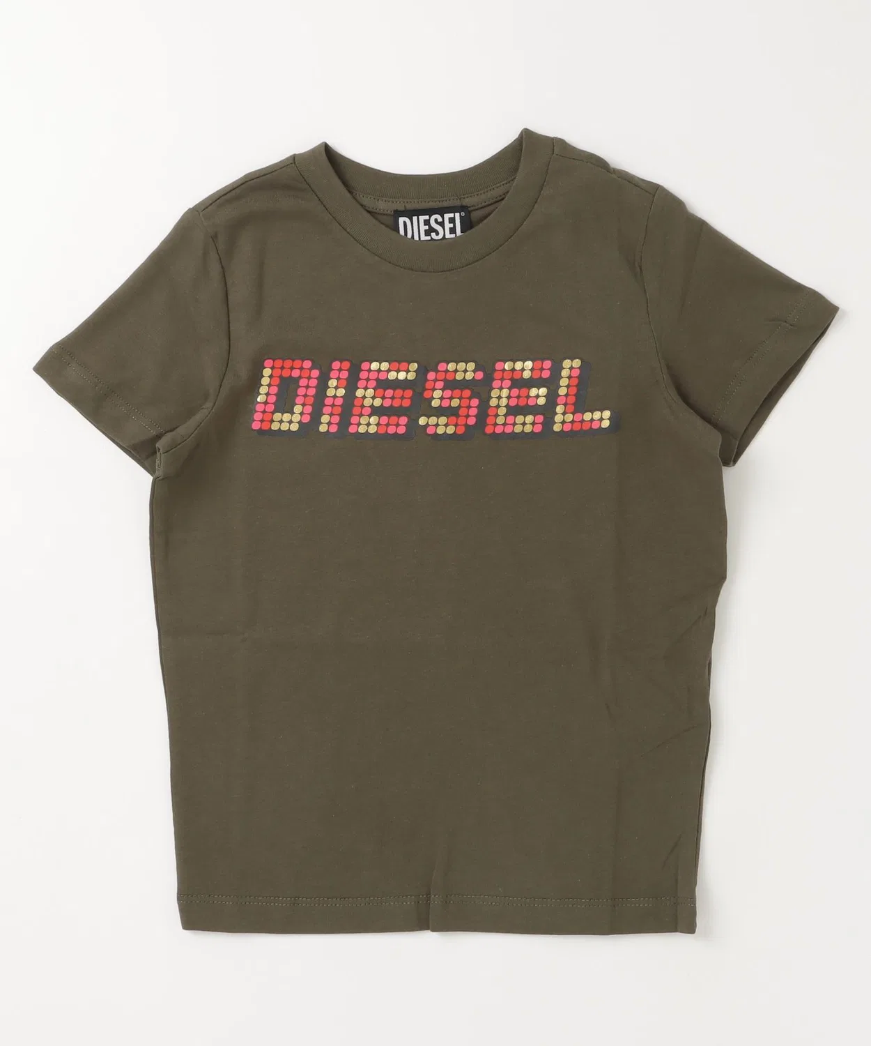 Детское футболка с коротким рукавом с брендовым логотипом DIESEL KIDS, Khaki