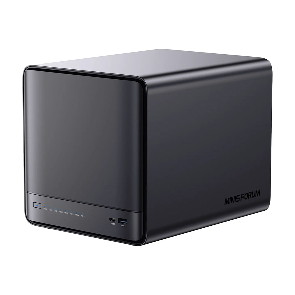 

Сетевое хранилище Minisforum N5 Pro, 5 отсеков, 16 Гб, 128 Гб SSD, черный
