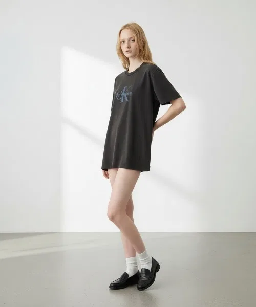 Мужская футболка с принтом Calvin Klein SS 20S Acid Wash Monologo Graphic Tee, Black — фото 4
