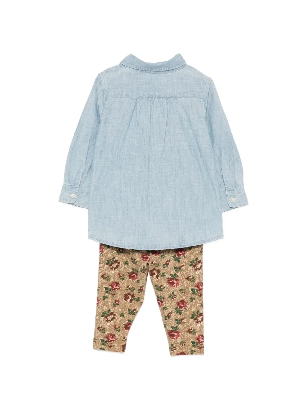 Комплект из рубашки и брюк с цветочным принтом и оборками POLO RALPH LAUREN KIDS, синий — фото 2