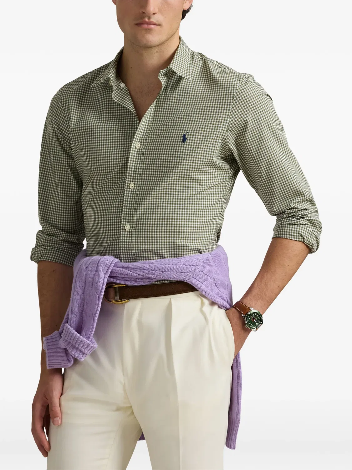 Рубашка в клетку зеленая Polo Ralph Lauren, зеленый — фото 3