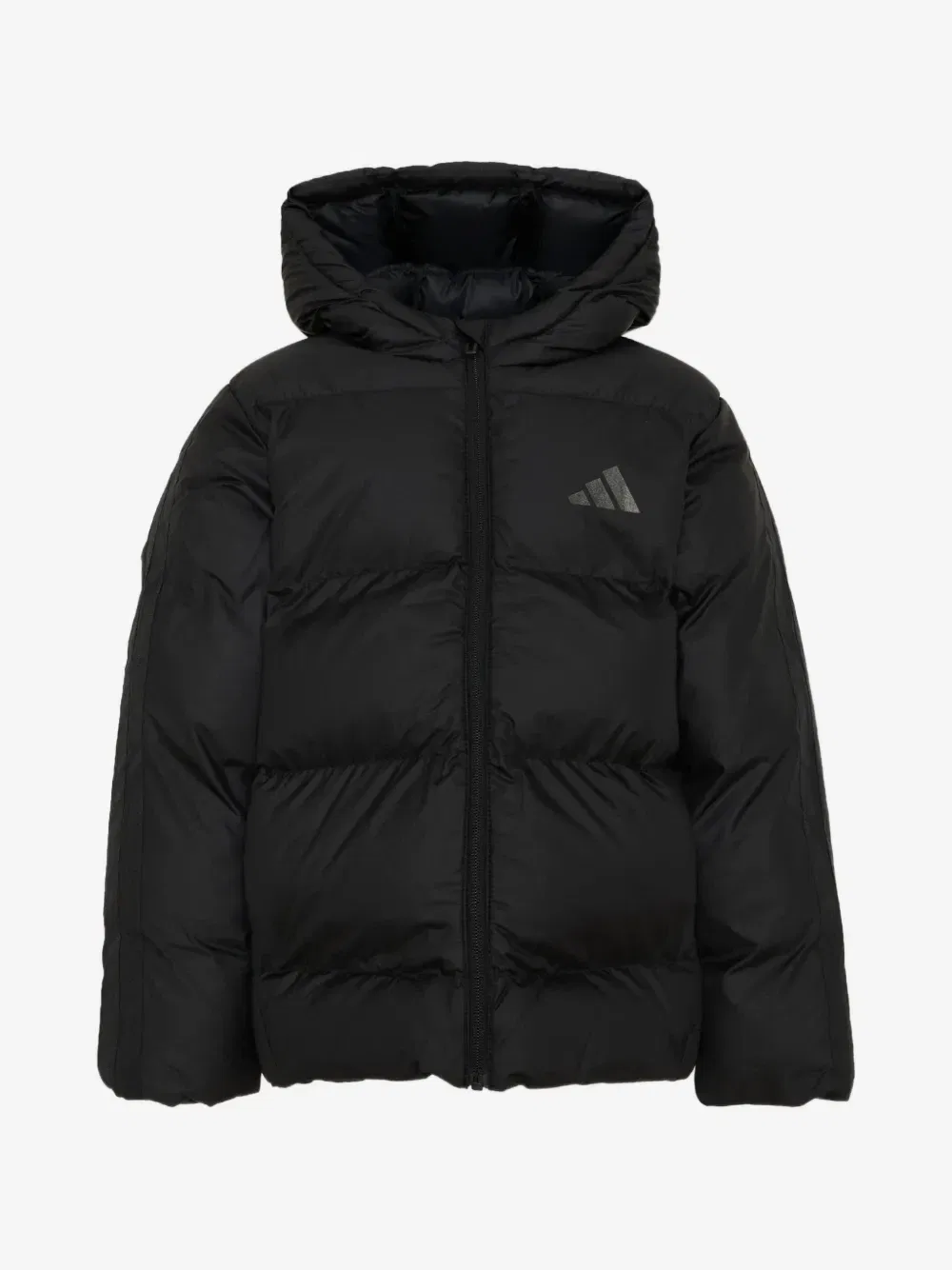 Утепленная куртка с капюшоном и тремя полосками adidas Kids, черный