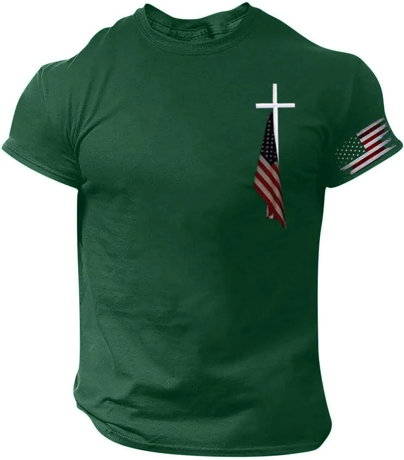 Мужская футболка с американским флагом Slim Fit, Green