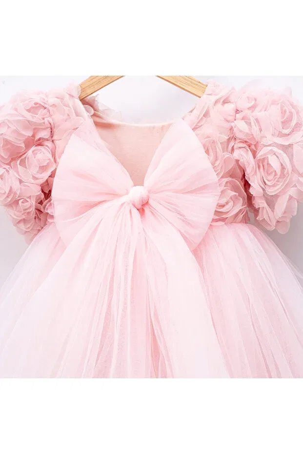 Детское платье для девочек с коротким рукавом Party Gül Baby, Pink — фото 3
