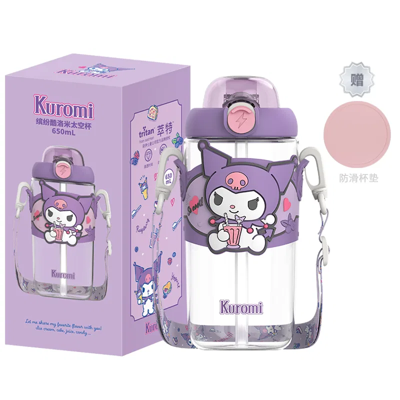 Детская кружка с трубочкой, с принтом My Melody, 650 мл, Sanrio, Half-Human Water Cup+Coasters, Multicolor — фото 3