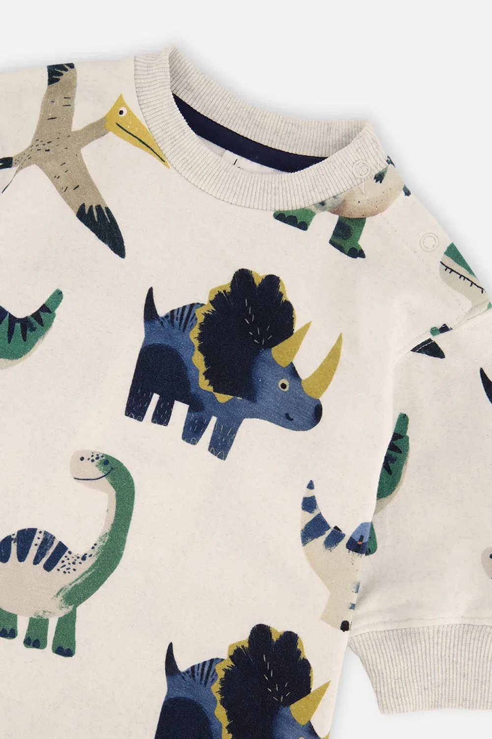 Детский комбинезон из флиса с принтом динозавров Deux par Deux, Beige Dinosaur Print — фото 3