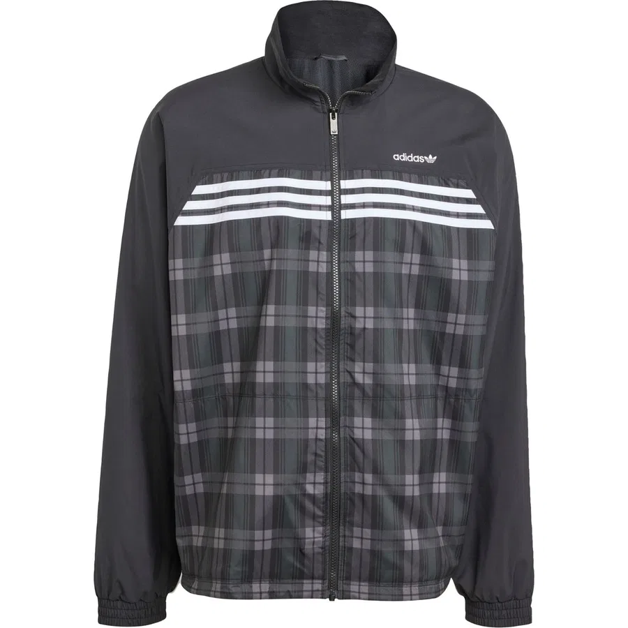 Спортивный свитшот с принтом Tartan Loose Track Top adidas, Черный — фото 3