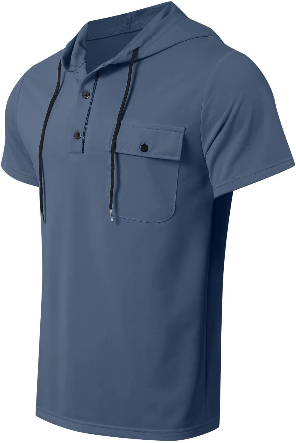 Мужская повседневная футболка с пуговицами Regular Fit Generic, Grey — фото 2