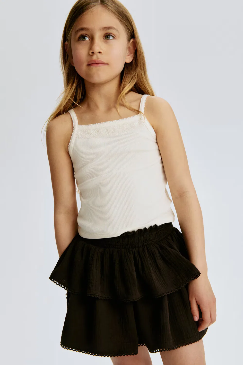 Многоярусная юбка из муслина H&M, Dunkelbraun — фото 2