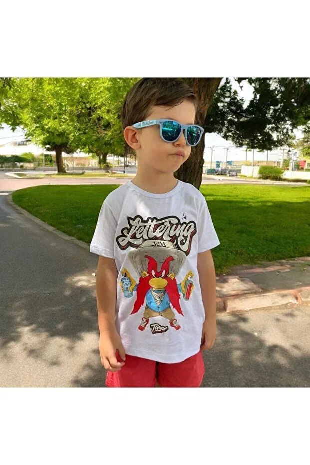 Детская футболка для девочек с принтом Cute Heroes Yosemite Sam Model Patriko Tekstil, White