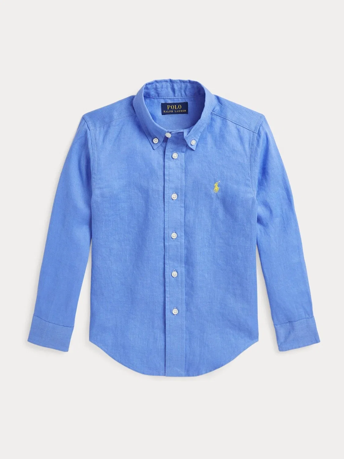 Рубашка из льна с вышивкой Polo Ralph Lauren, Pale Blue — фото 4