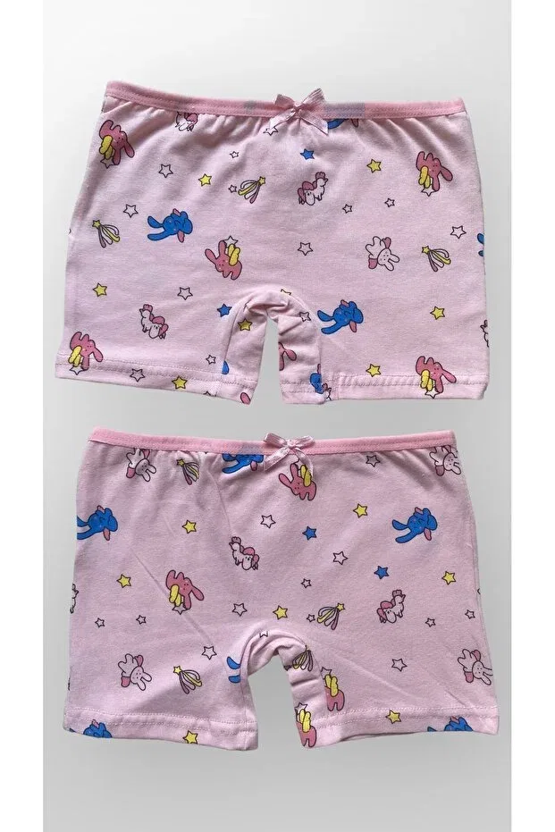 Детский комплект трусов с принтом Cotton Rabbit And Star Patterned 2-Piece Boxer Set Fil Kids, Pink — фото 2