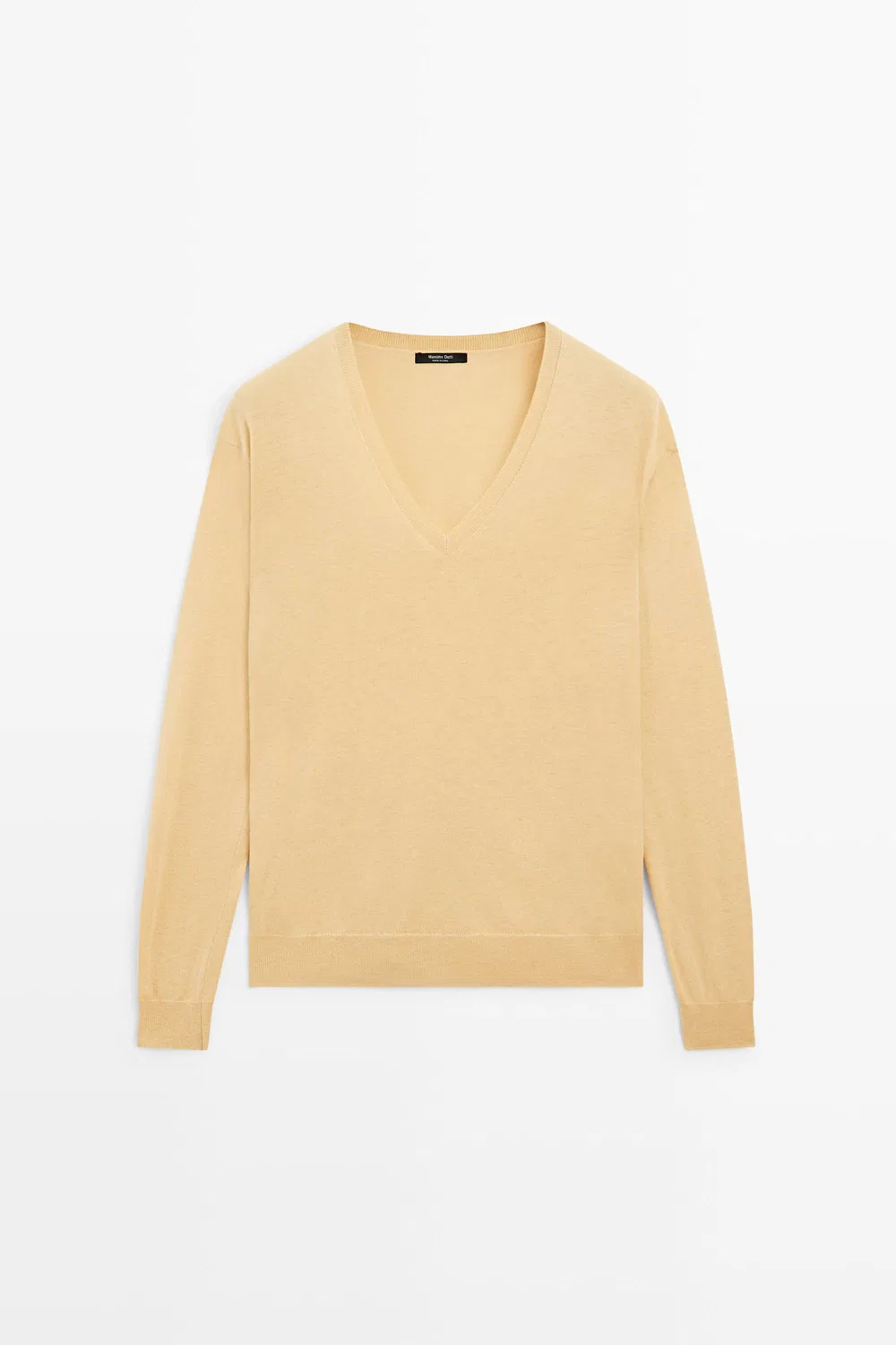 Свитер Massimo Dutti V-Neck Knit, ванильный — фото 2