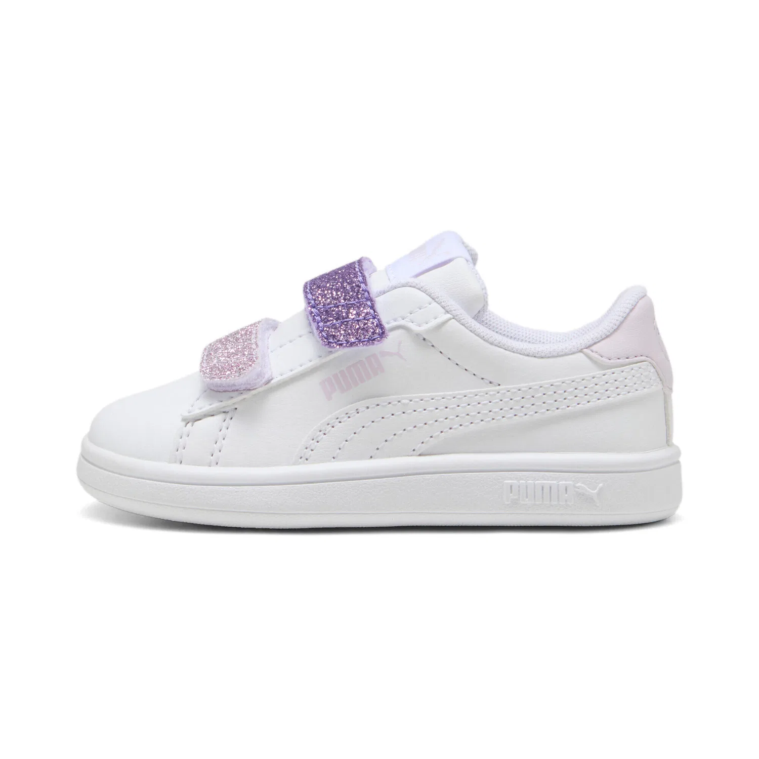 Детские кроссовки с блестками Puma Smash 3.0 L Glitter Velcro, Weiss