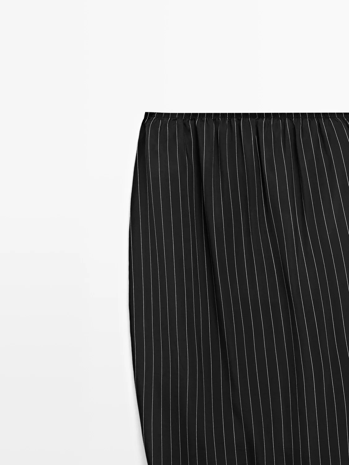 Полосатая юбка миди со сборками - studio Massimo Dutti, черный — фото 2