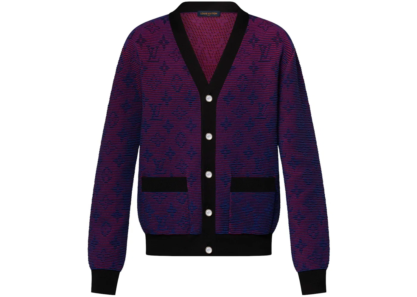 Мужской кардиган с жаккардовым принтом Louis Vuitton Optical Monogram Jacquard Cardigan, Multicolor