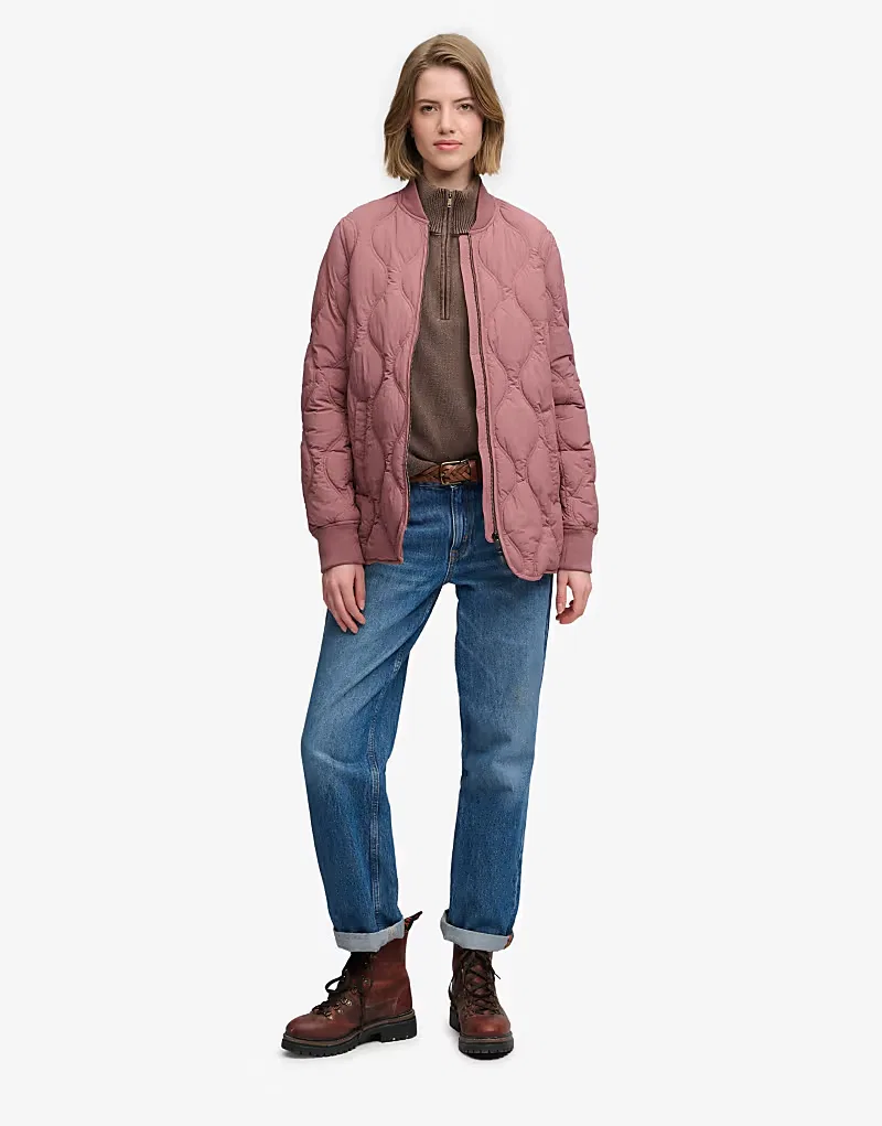 Укороченная стеганая куртка Superdry Short Onion, хаки, бордовый — фото 4