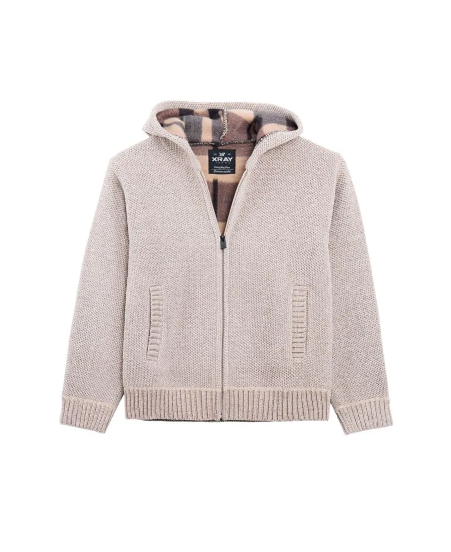 Детский худи с капюшоном, флисовая подкладка, на молнии, модель XRAY, Beige