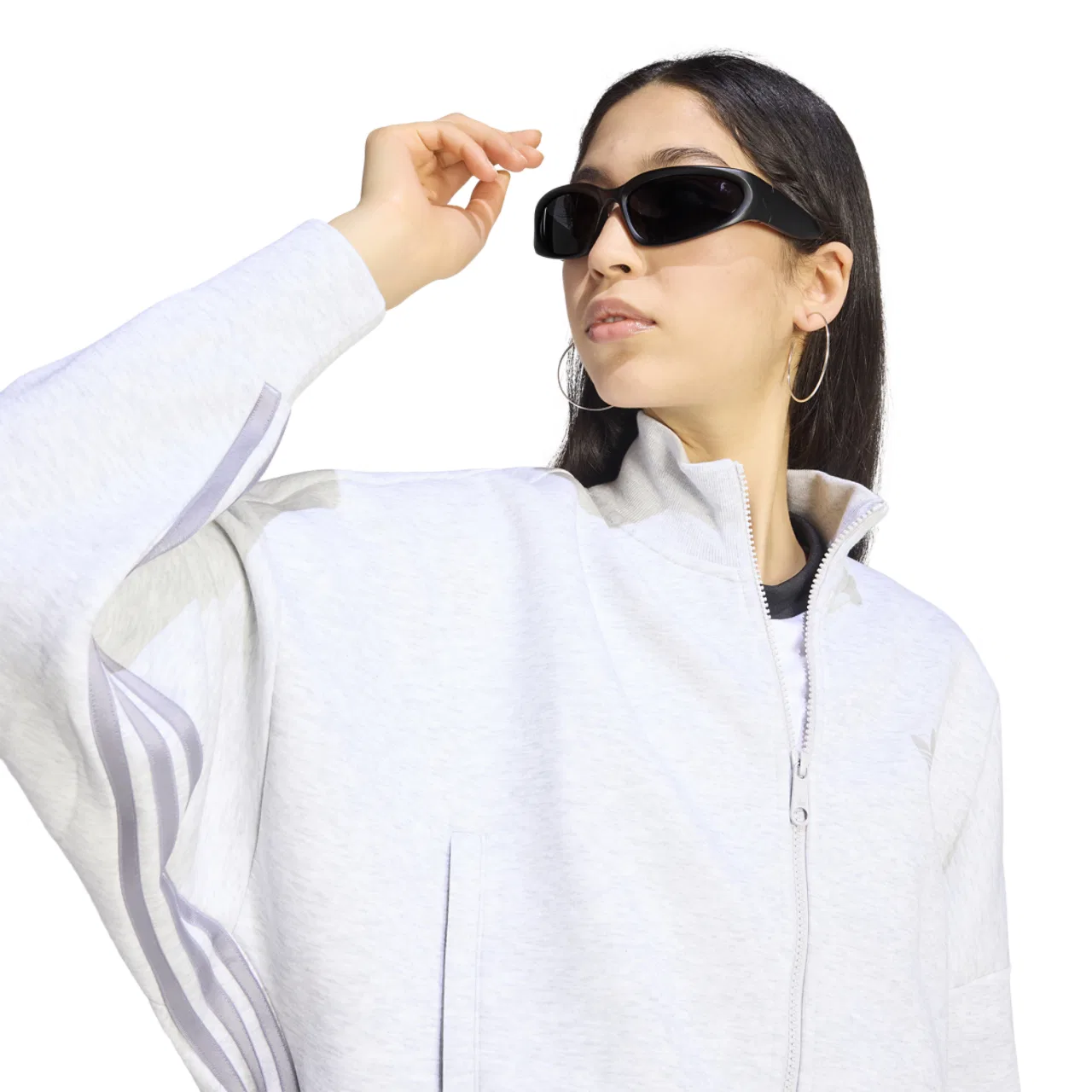 Женская куртка Spacer Track Top Adidas, цвет Light Grey Heather/Reflective Silver/Grey — фото 3