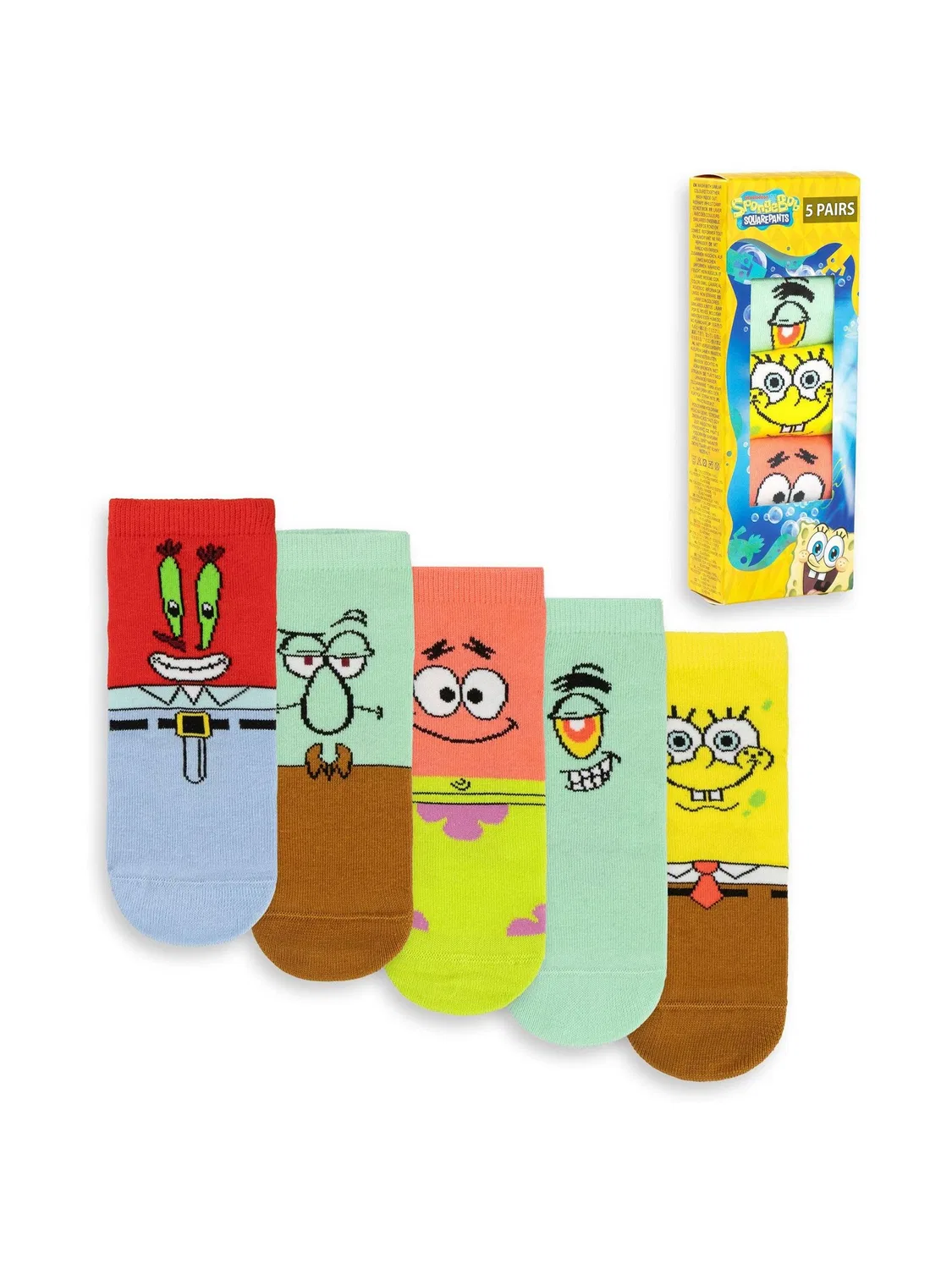 Носки до колен SpongeBob SquarePants, набор 5 пар Vanilla Underground, мультиколор