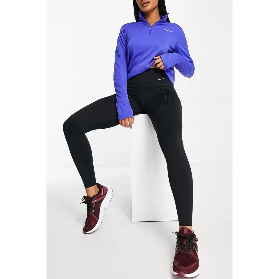 Женские спортивные леггинсы с высокой посадкой Go Firm Support Black Full Length Nike, Черный — фото 4