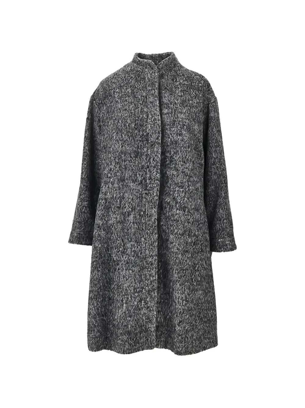Меланжевое пальто со скрытой застежкой EMPORIO ARMANI, серый
