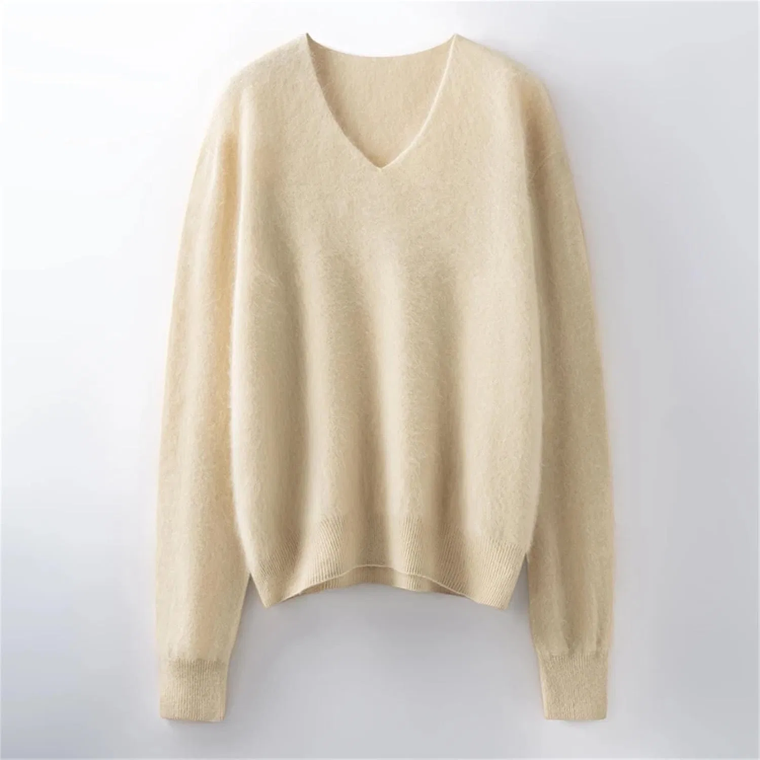 Женский пуловер с V-образным вырезом, с длинным рукавом, Cashmere Soft, розовый — фото 3